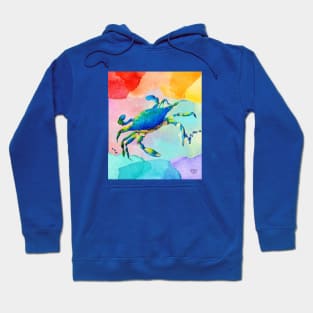 Blue Crab Watercolor Hoodie